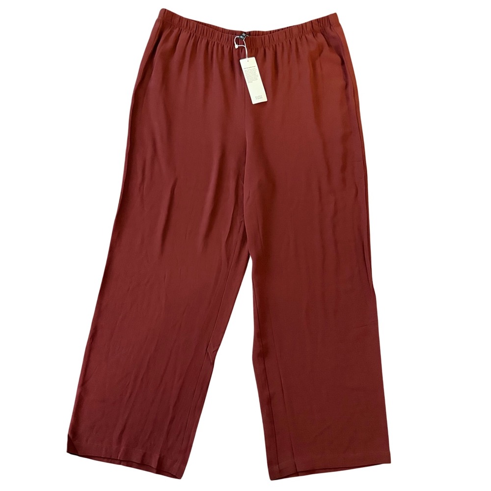 Eileen Fisher Rust Wide-Leg Cropped Pants